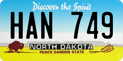 ND license plate HAN749