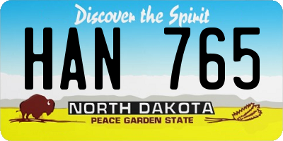 ND license plate HAN765