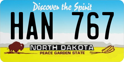 ND license plate HAN767