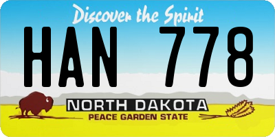 ND license plate HAN778