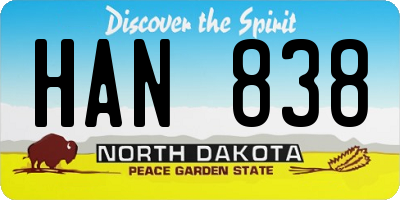 ND license plate HAN838