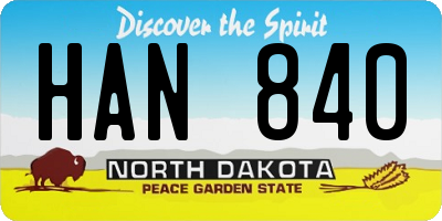 ND license plate HAN840