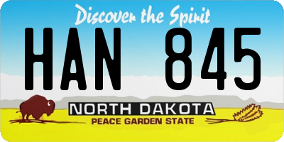 ND license plate HAN845