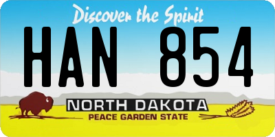 ND license plate HAN854