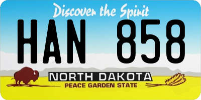 ND license plate HAN858