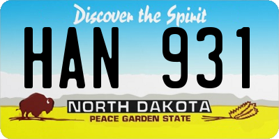 ND license plate HAN931