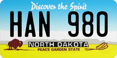 ND license plate HAN980