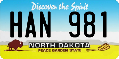 ND license plate HAN981