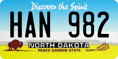 ND license plate HAN982