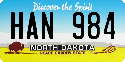 ND license plate HAN984