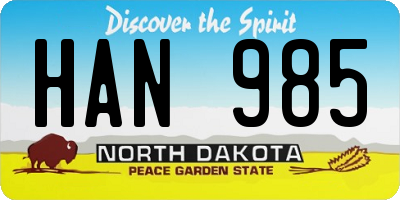 ND license plate HAN985