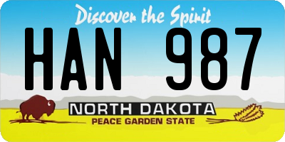 ND license plate HAN987