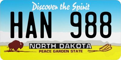 ND license plate HAN988