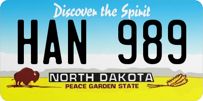 ND license plate HAN989