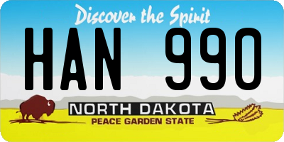 ND license plate HAN990