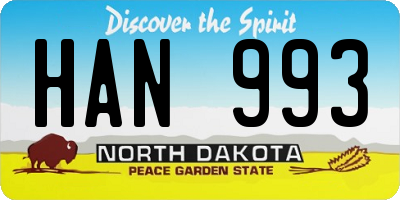 ND license plate HAN993