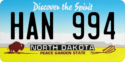 ND license plate HAN994