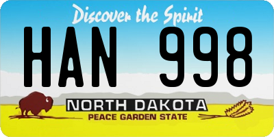 ND license plate HAN998