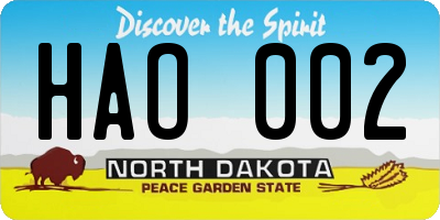 ND license plate HAO002