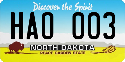 ND license plate HAO003