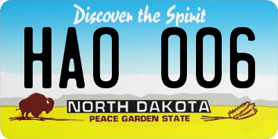 ND license plate HAO006