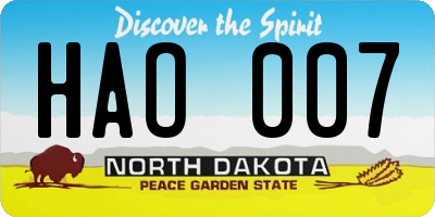 ND license plate HAO007