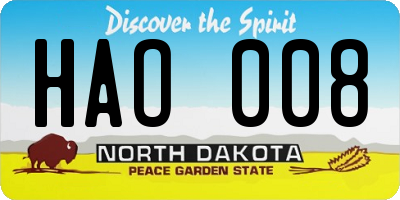 ND license plate HAO008