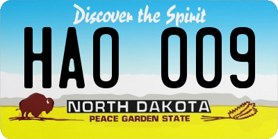 ND license plate HAO009