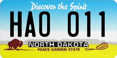 ND license plate HAO011