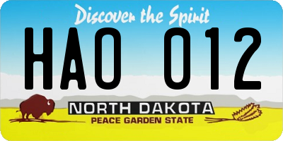 ND license plate HAO012