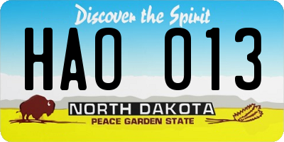 ND license plate HAO013