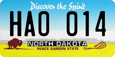 ND license plate HAO014