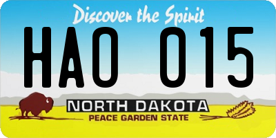 ND license plate HAO015