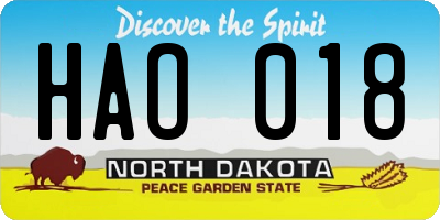 ND license plate HAO018