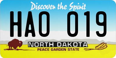 ND license plate HAO019