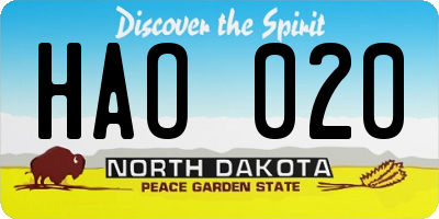 ND license plate HAO020