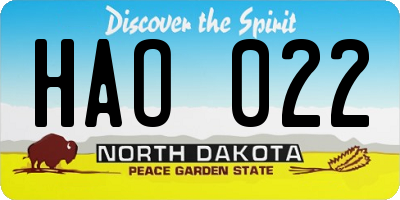 ND license plate HAO022