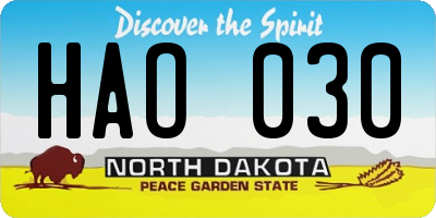 ND license plate HAO030