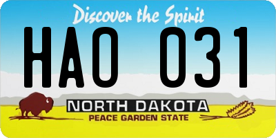 ND license plate HAO031