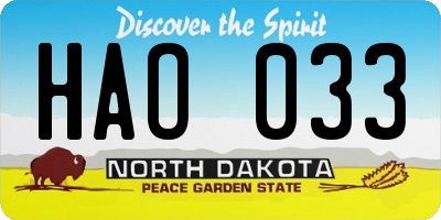 ND license plate HAO033