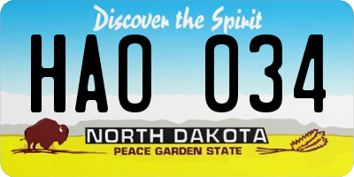 ND license plate HAO034