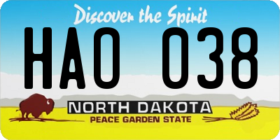 ND license plate HAO038