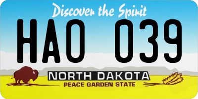 ND license plate HAO039