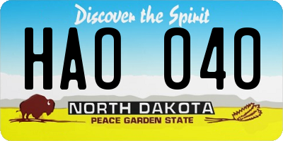 ND license plate HAO040