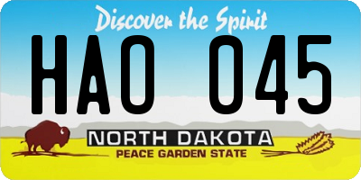 ND license plate HAO045