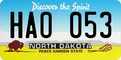 ND license plate HAO053