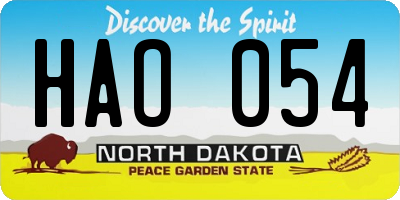 ND license plate HAO054