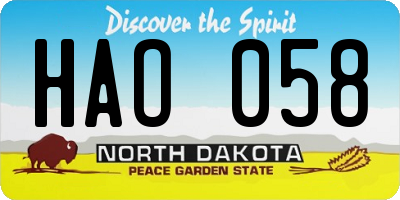 ND license plate HAO058