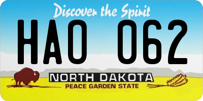 ND license plate HAO062