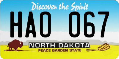 ND license plate HAO067